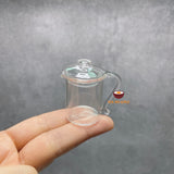 Miniature super fine glass water pitcher jug with lid for tiny real cooking