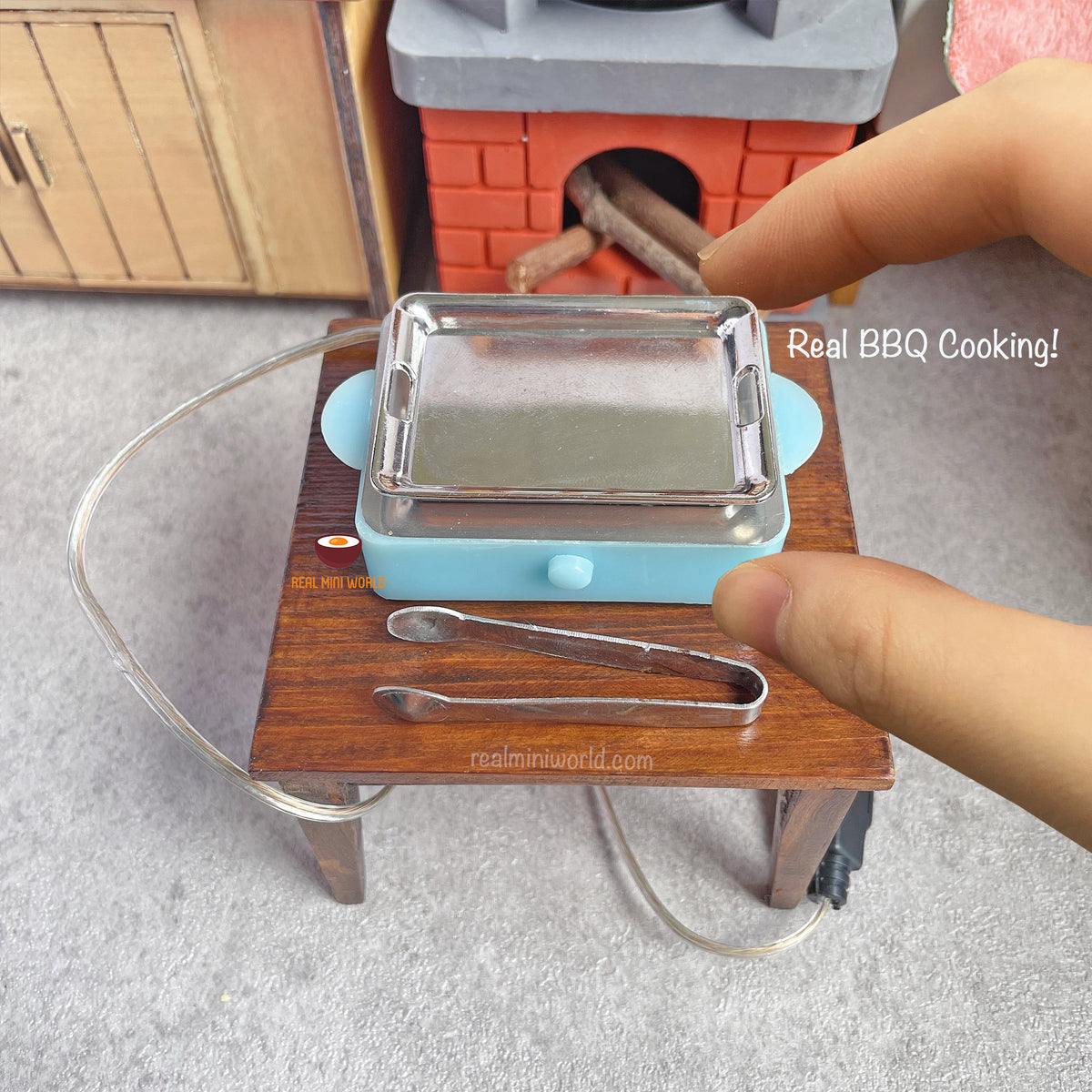 REAL MINI COOKING Doll house 1:12 Miniature Kitchen Electric Bbq Stove ...