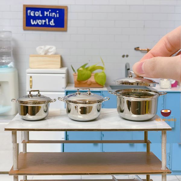 REAL COOKING 1:12 miniature alloy soup pot : cook tiny food โ Real Mini ...