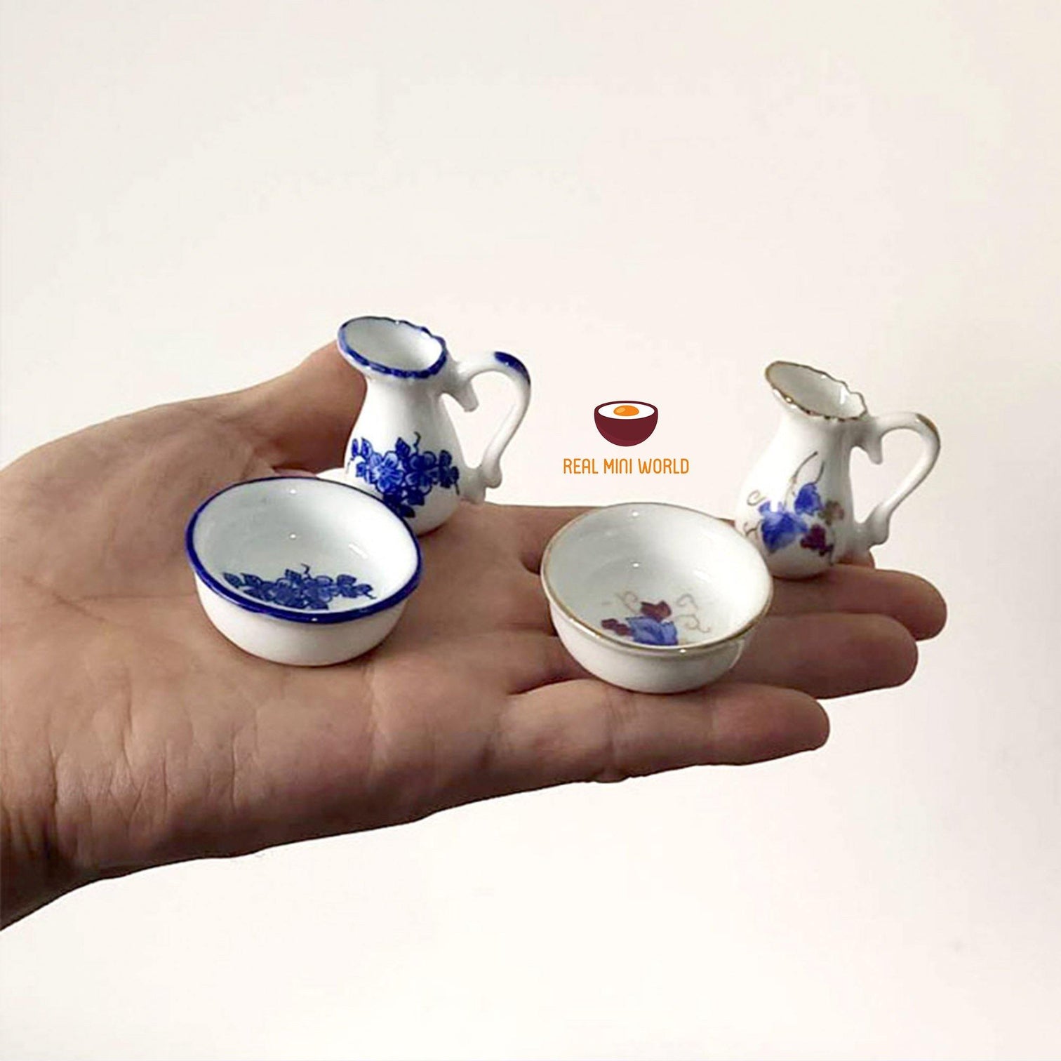 REAL COOKING Miniature ceramic jug and bowl set | Real Mini World