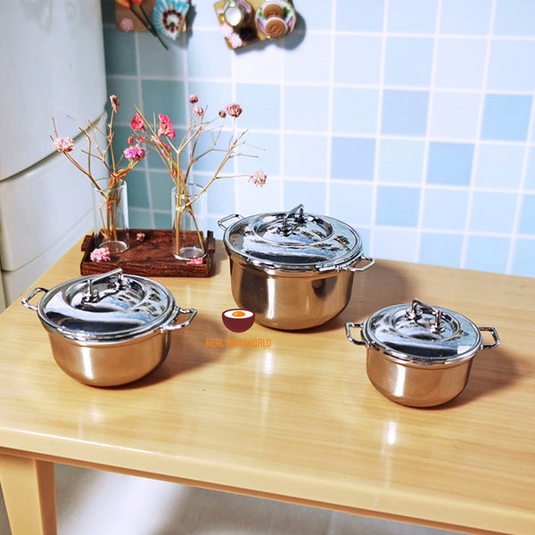 REAL COOKING 1:12 miniature alloy soup pot : cook tiny food – Real