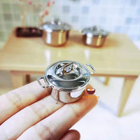 REAL COOKING 1:12 dollhouse miniature cooking utensils aloy soup pot for mini tiny cooking show (can cook real food)