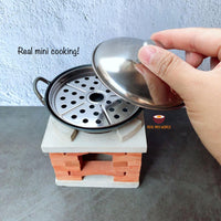 REAL COOKING miniature stainless steel steamer plate and lid : can cook real food mini real kitchen