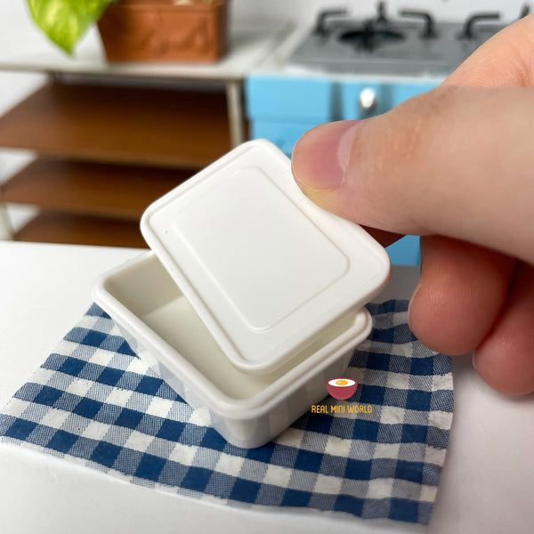 Miniature REAL food storage box white (set of 9 pcs): for real tiny co –  Real Mini World