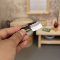 Miniature cooking cleaver knife black + cutting board : can cut real mini food